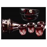 Crystal Red Cut to Clear Tealights, Bowls & Vase