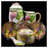 Vintage Grape-theme Canister, Pitcher, Plates +