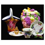 Vintage Grape-theme Canister, Cup & Saucer, Vase
