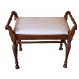 Vintage Walnut Vanity Seat Bench