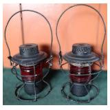 Pair of Antique Handlan Railroad Lanterns