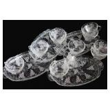 Grape Motif Glass Snack Plates - 4 Plate & 10 Cup