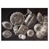 Group of Diff Pattern Pressed Glass Pieces