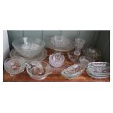 Group of Glass Serving Bowls, Plates & More