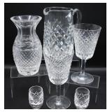 Waterford Crystal Water Goblets, Pitcher, Vase