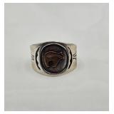 Sterling Silver Bear Motif Ring Sz 9