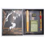 Japanese Calligraphy Set w/ Inlaid Box