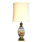 Hand Painted Porcelain & Brass Table Lamp