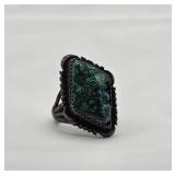 Sterling Silver Malachite Ring Sz 8.5