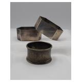 3 Pcs Sterling Silver Napkin Rings