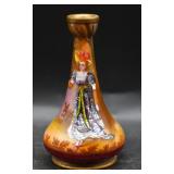 Antique Enamel on Copper Hand Painted Mini Vase