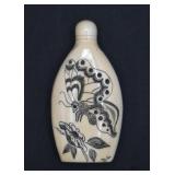 Vintage Carved Bone Snuff Bottle w/ Butterfly