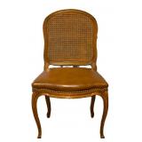 Cane-Back Side Chair w/ Leather Seat & Hobnail