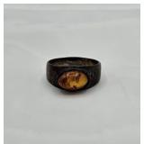 Vntg Sterling & Amber Stone Ring Sz 11