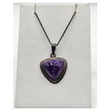 Purple Stone Pendant & Sterling Chain