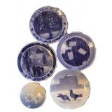 5 Pcs Antique Royal Copenhagen Collector Plates