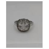 Vntg Sterling & Rhinestone Ring Sz 9