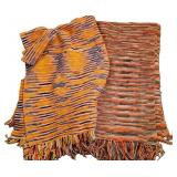 Pair of Orange Afghan Blankets