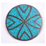 Sterling Silver Southwest Turquoise Brooch