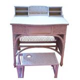 Vintage Wicker Vanity & Lap Desk, Rug