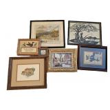 Group of Art Prints & Cross Stitch