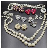 Vintage Clip Ons & Beaded Necklaces