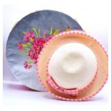 Vintage Young Lady's Pink Gingham Ribbon Hat