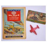 WWII Esso Map, Bakelite Pencil Sharpenr & Sewing