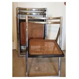 Set of 4 Mid Century Metal / Rattan Flip Chairs