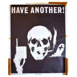 Original 1970 Sure Death Smoking Skeleton Poster