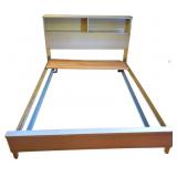 Mid-Century Bed Frame w/ Shelf Headboard