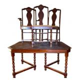 Antique Dining Table & 3 Matching Chairs