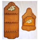 Vintage Wood Display & Key Rack w/ Daisy Design