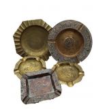 5 Metal & Brass Ash Trays