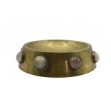 Large Solid Brass Stone Accent Bowl / Ash Tray