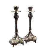 Nouveau Style Silver Plate Candle Sticks