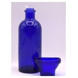 Cobalt Blue Glass Eye Wash Bottle & Cup