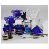 Group of Blue Glass & Crystal Tealights