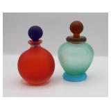 Pair of Colorful Art Glass Perfume Bottles