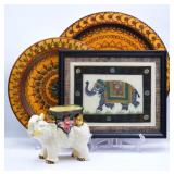 Antique Porcelain Elephant Planter, Painting ++