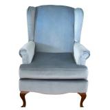 Blue Velvet Upholstered Wing Back Arm Chair