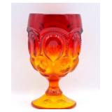 L.E. Smith Moon & Stars Amberina Glass Goblet