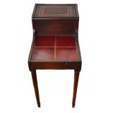 Leathertop Step Back Table w/ Storage