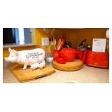 Contents of Kitchen Counter- Toaster, Cast Iron