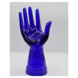 Cobalt Blue Glass Hand Sculpture