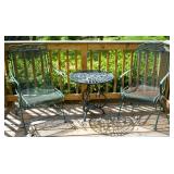 Wrought Iron Chairs & Cast Metal Table