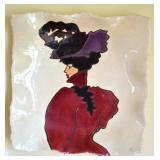 Art Pottery Wall Plate w/ Victorian-style Woman