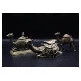 3 Brass Camel Figural Trinket Boxes