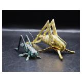 Pair of Metal Grasshopper Sculptures