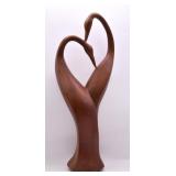 Ceramic Wood-look Double Crane Statuette